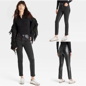 NWT Universal Thread Black Mid Rise 80's Slim Faux Leather Jeans Size 12R